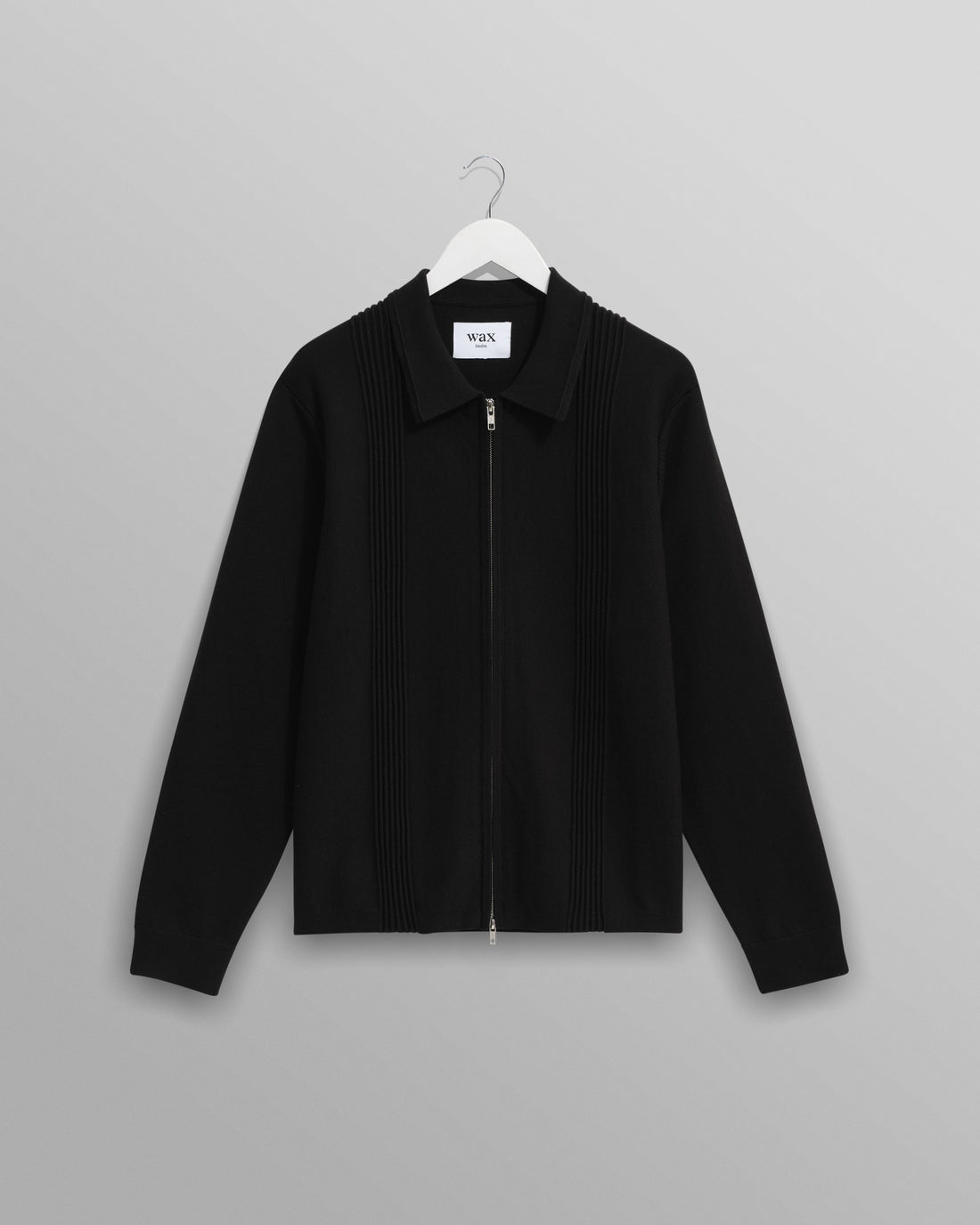 wax london men's Lennox - Black Milano Stripe Knitted Polo
