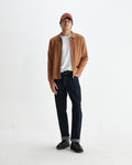 wax london men's Lennox - Camel Milano Stripe Knitted Polo
