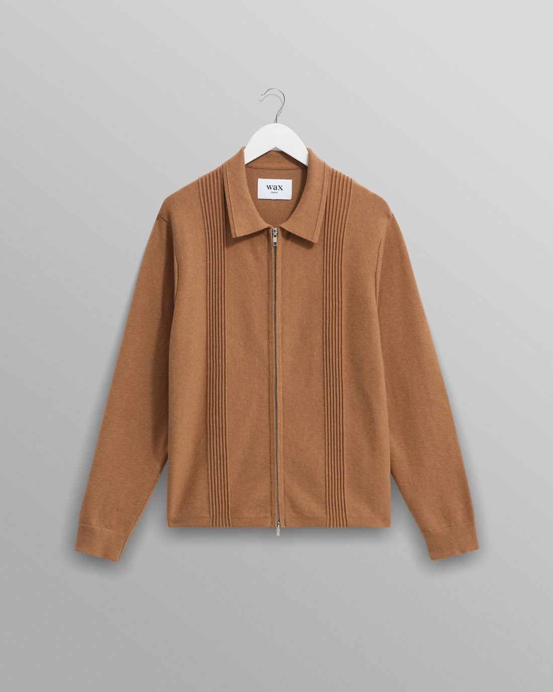 wax london men's Lennox - Camel Milano Stripe Knitted Polo
