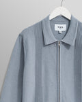 wax london men's Lennox - Grey Blue Milano Stripe Knitted Polo