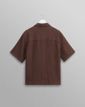 wax london men's Lido - Brown Dobby Cotton Weave Short-Sleeve Shirt