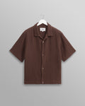 wax london men's Lido - Brown Dobby Cotton Weave Short-Sleeve Shirt