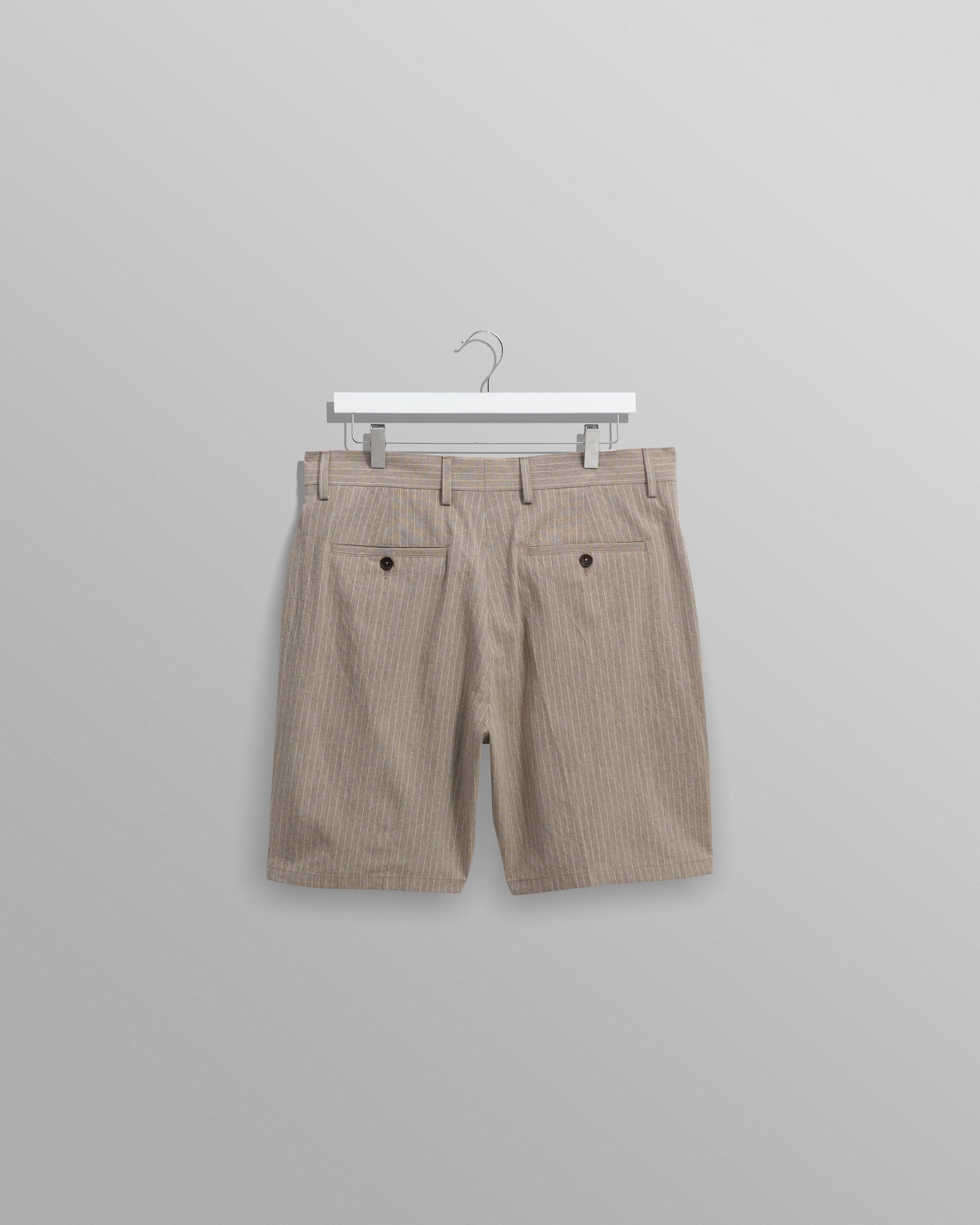 wax london men's Linton - Natural Chalk Stripe Shorts