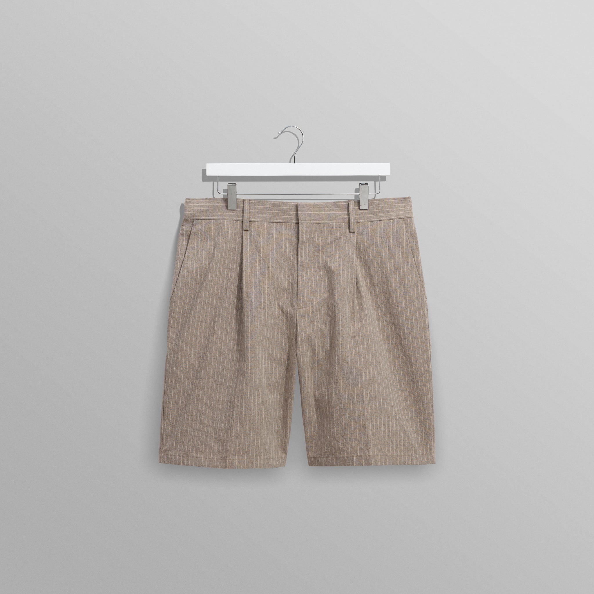 wax london men's Linton - Natural Chalk Stripe Shorts