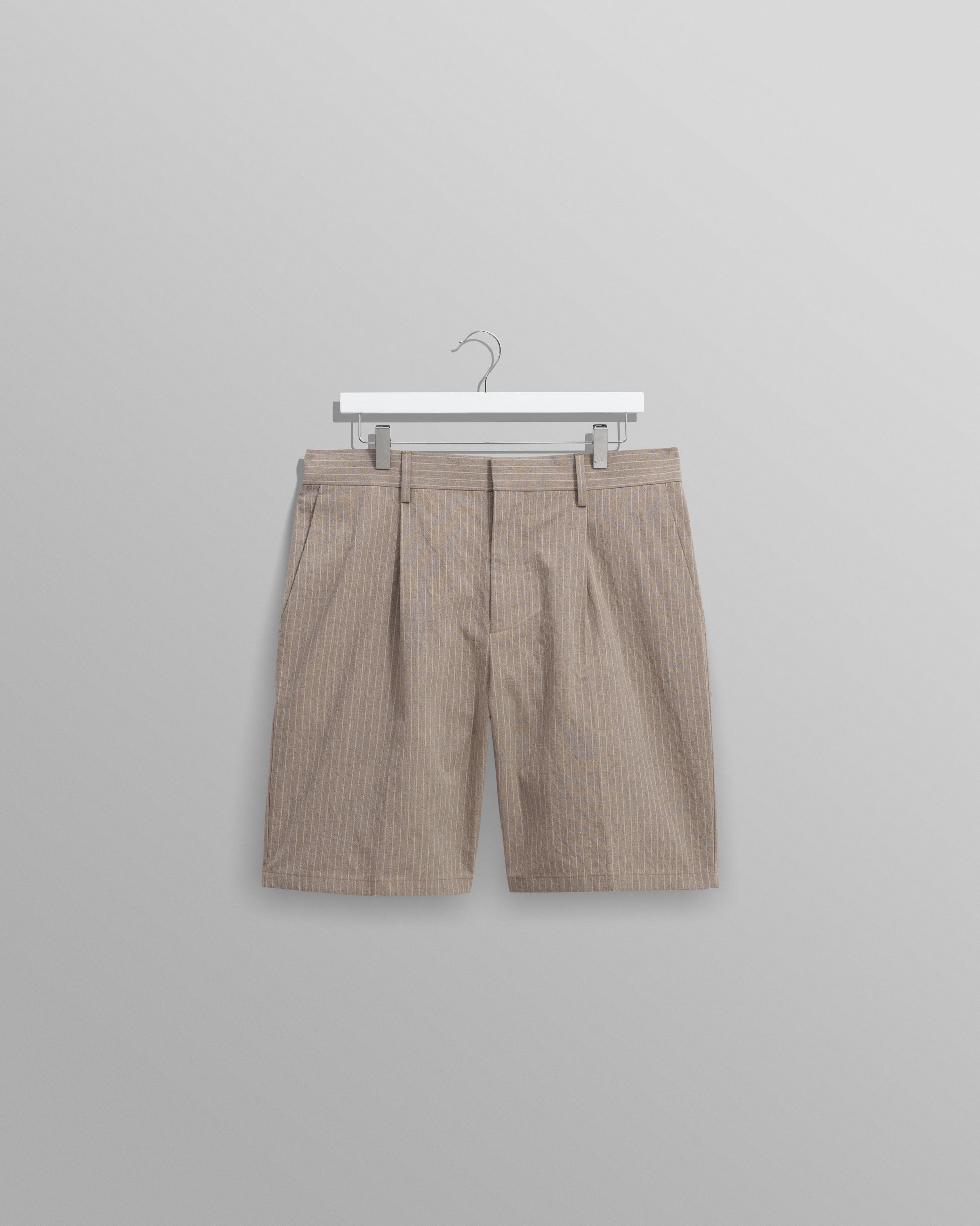 wax london men's Linton - Natural Chalk Stripe Shorts