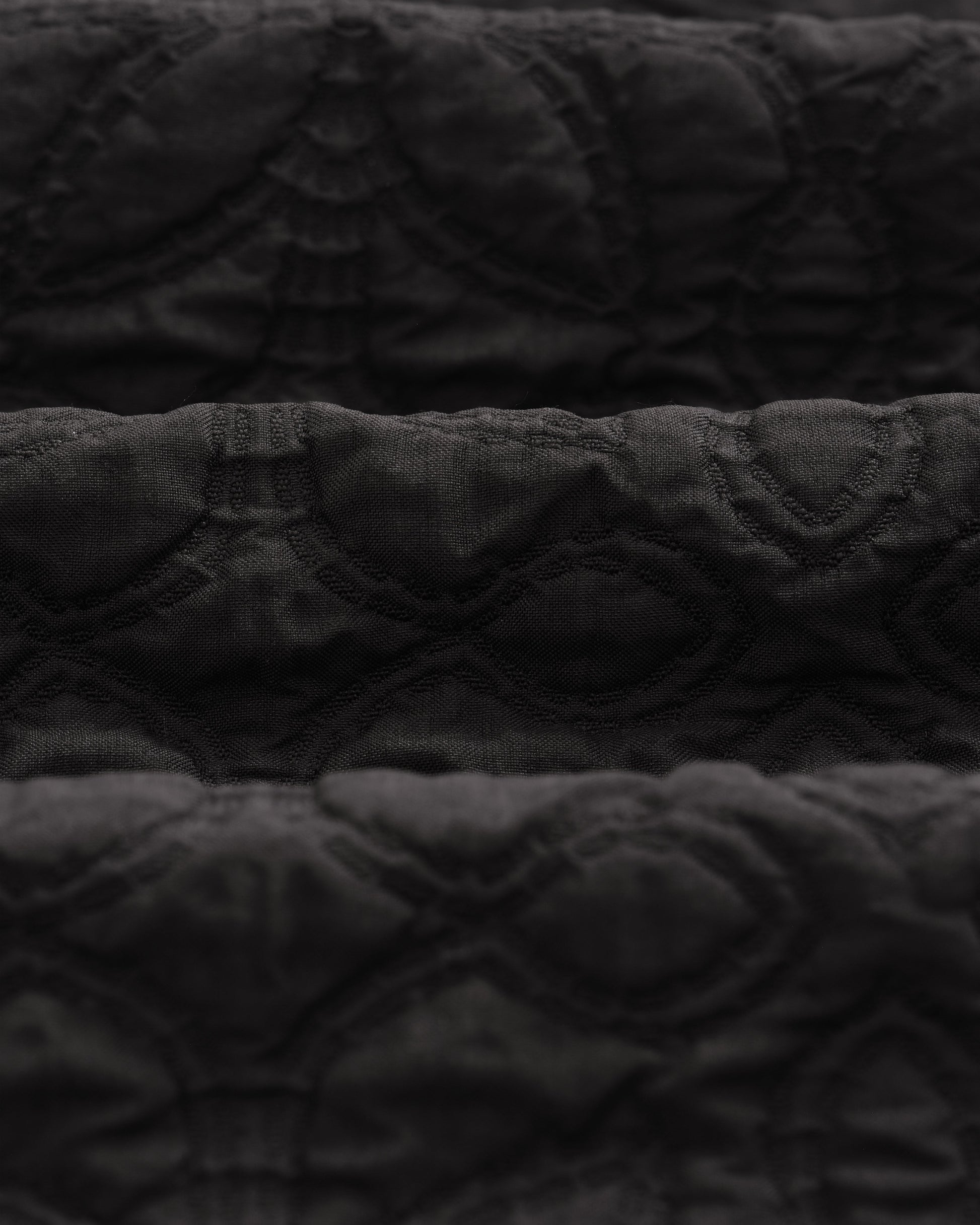wax london men's Lomond - Black Petal Jacquard Quilted Overshirt
