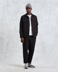 wax london men's Lomond - Black Petal Jacquard Quilted Overshirt