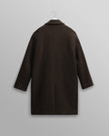 wax london men's Magnus - Brown Herringbone Double-Breasted Wool Overcoat