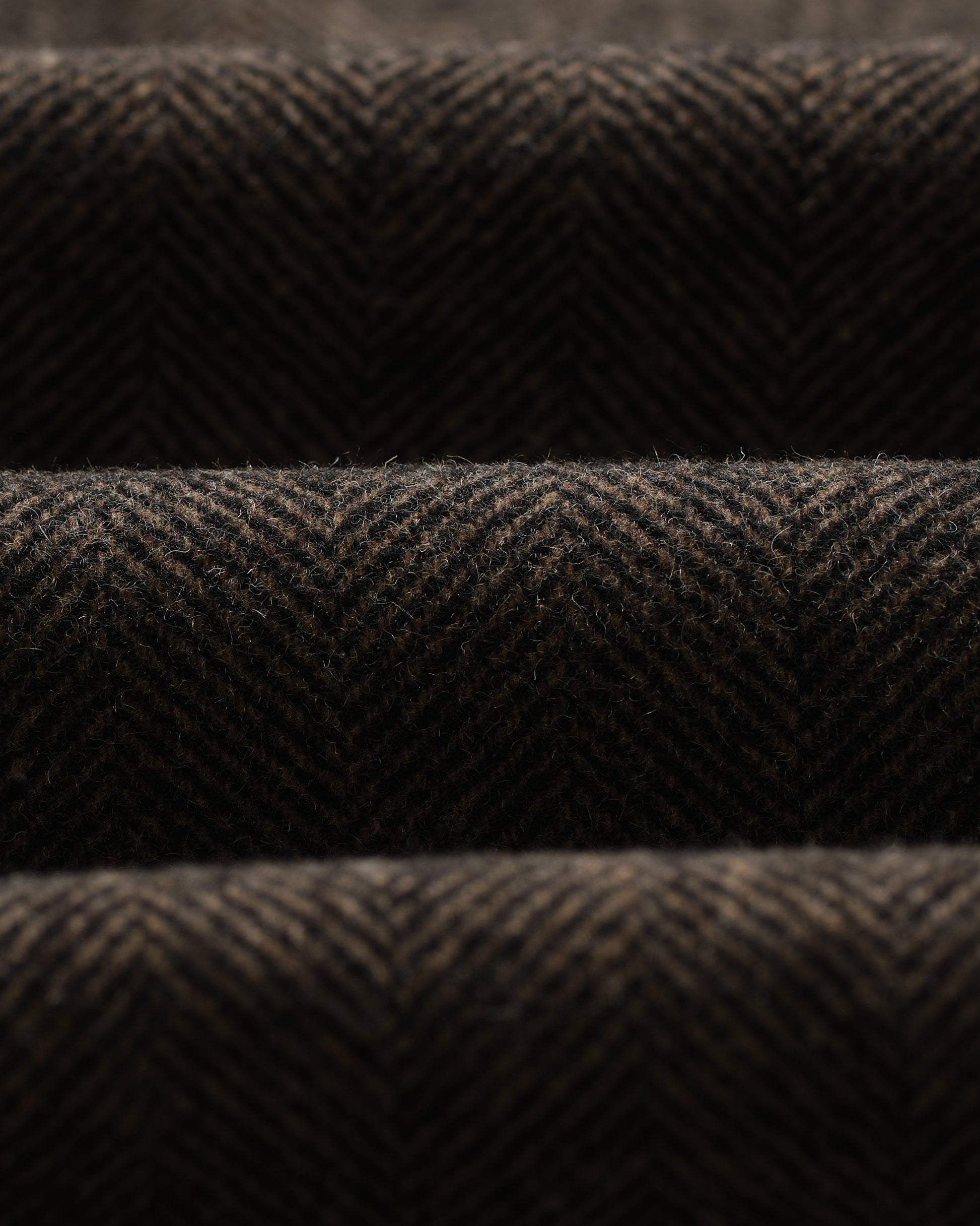 wax london men's Magnus - Brown Herringbone Double-Breasted Wool Overcoat
