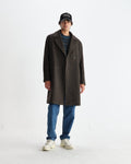 wax london men's Magnus - Brown Herringbone Double-Breasted Wool Overcoat
