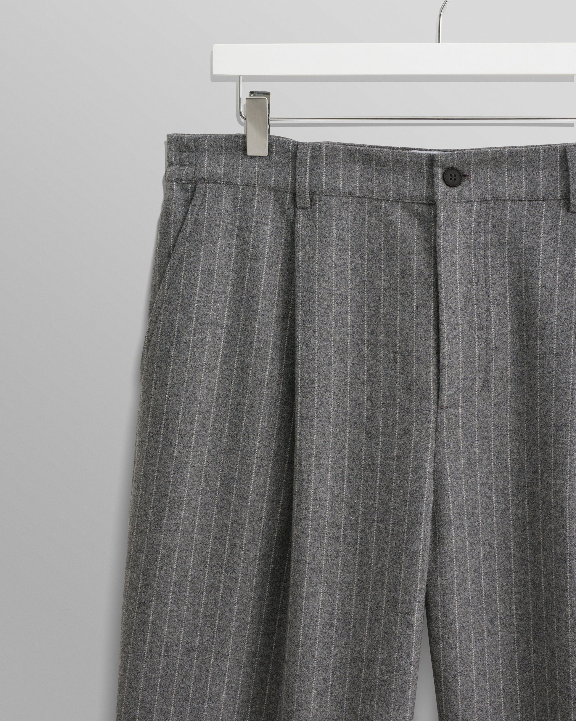 wax london men's Malham - Charcoal Grey Pinstripe Wool Trousers