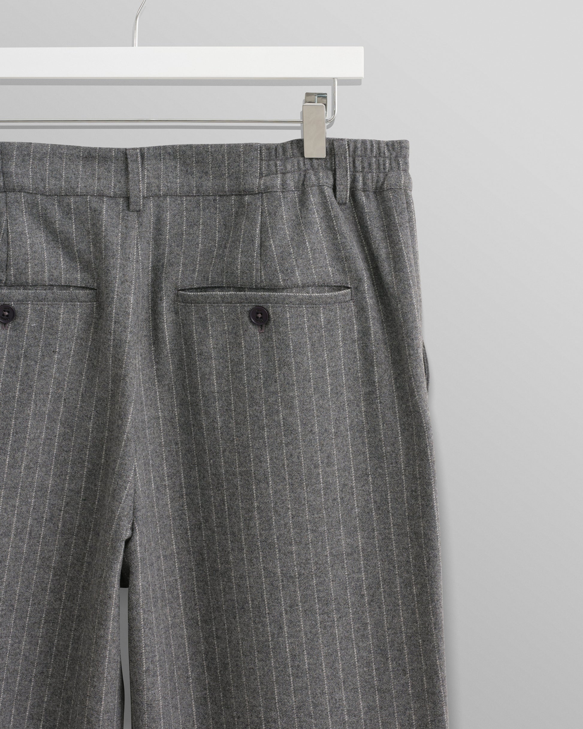 wax london men's Malham - Charcoal Grey Pinstripe Wool Trousers