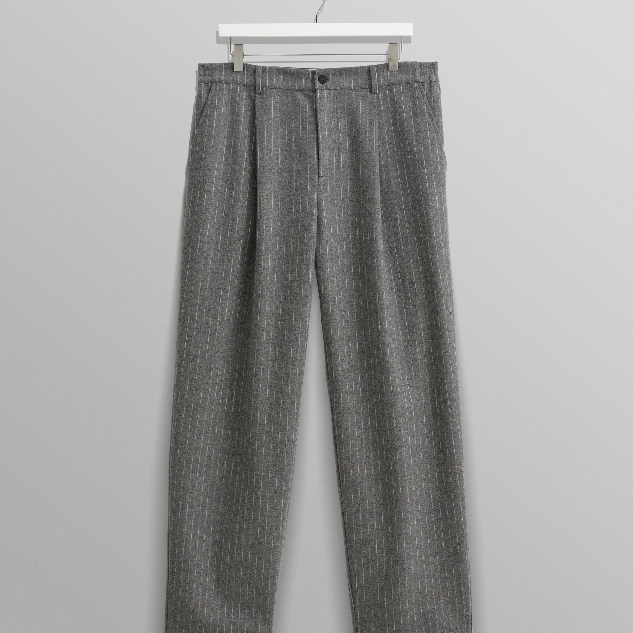 wax london men's Malham - Charcoal Grey Pinstripe Wool Trousers