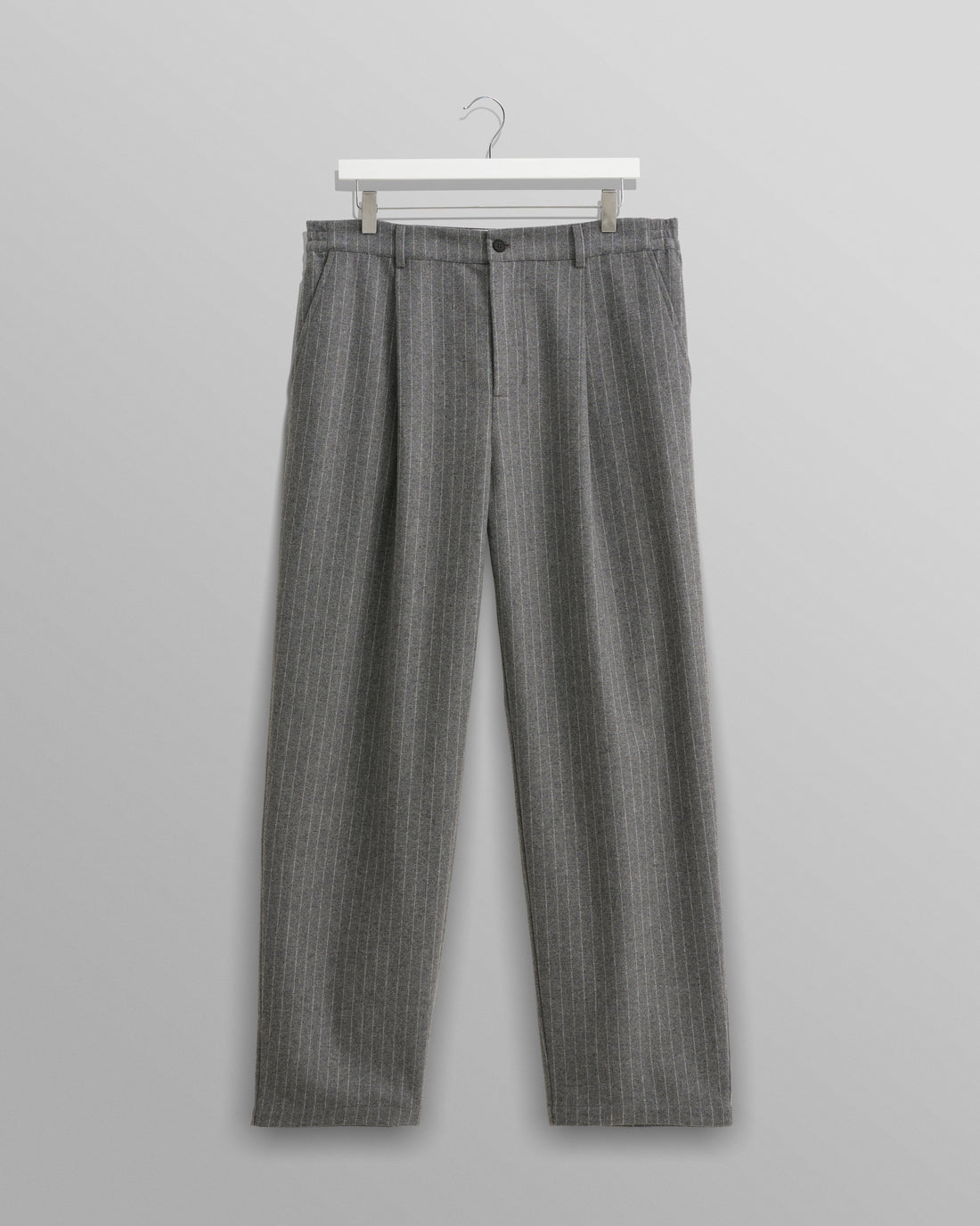 wax london men's Malham - Charcoal Grey Pinstripe Wool Trousers