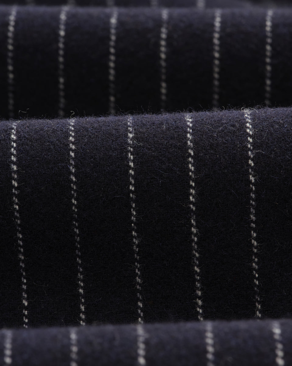 wax london men's Malham - Navy Pinstripe Wool Trousers