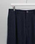 wax london men's Malham - Navy Pinstripe Wool Trousers