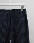 wax london men's Malham - Navy Pinstripe Wool Trousers