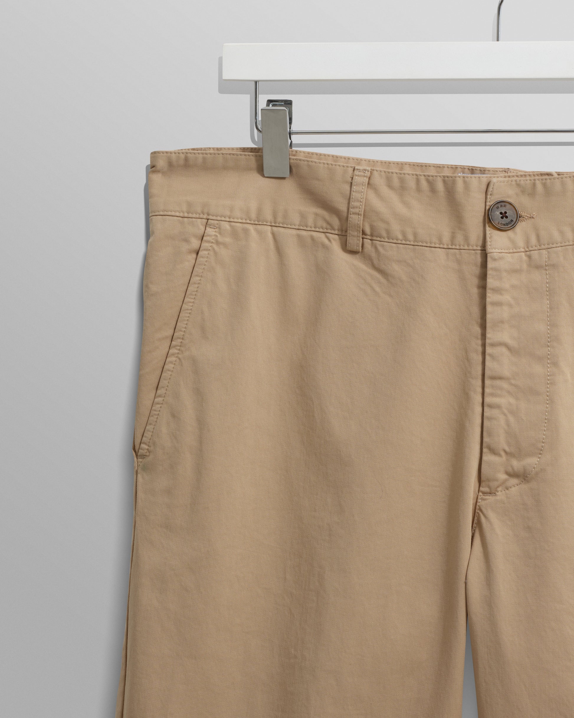 wax london men's Marwood Trousers Beige Cotton Twill