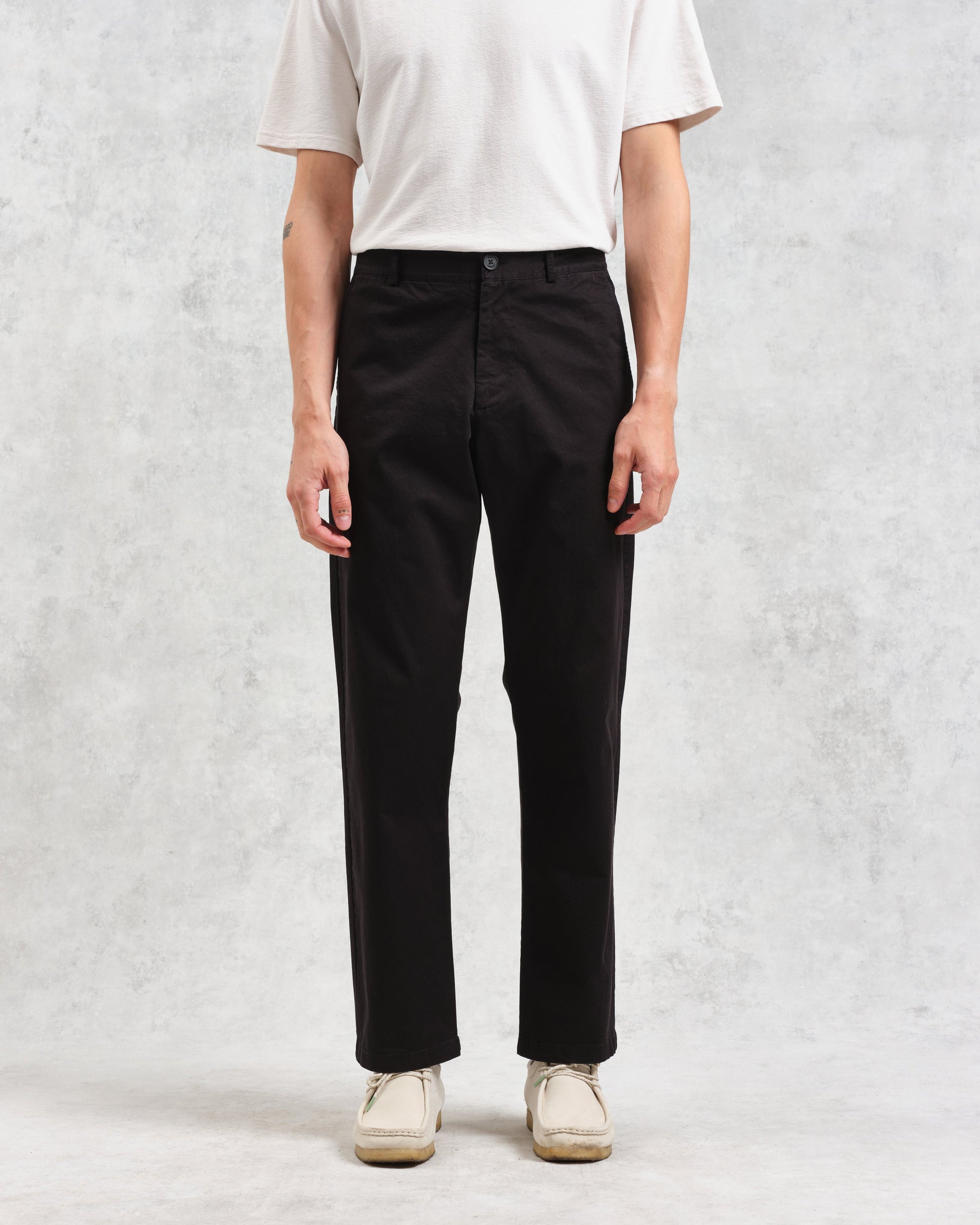 wax london men's Marwood Trousers Black Cotton Twill