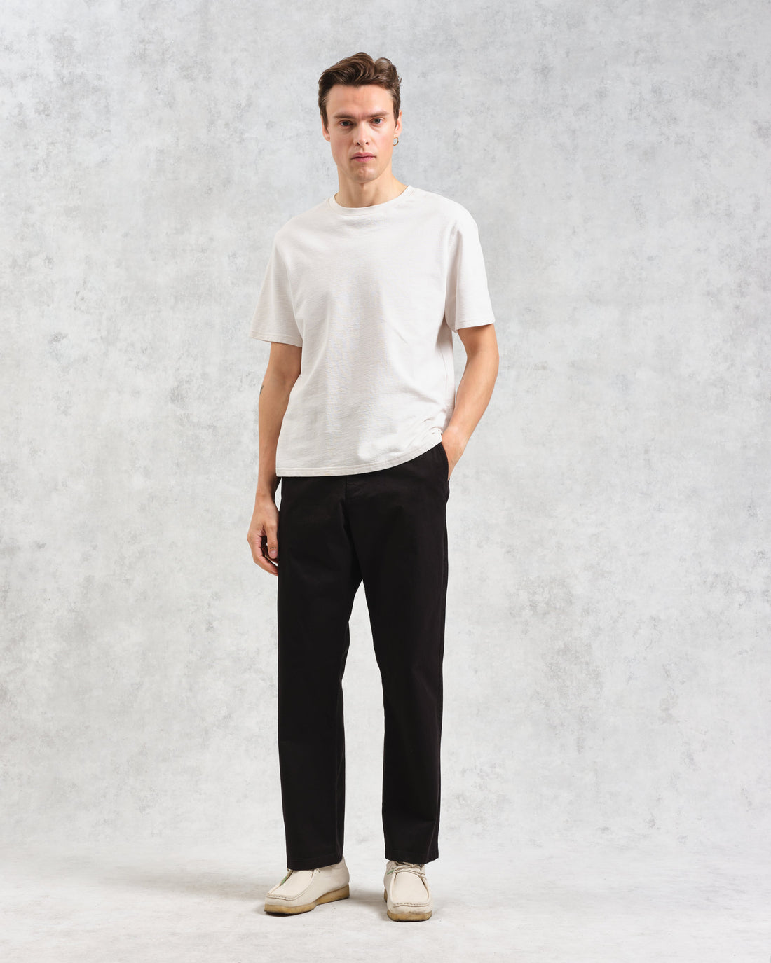 wax london men's Marwood Trousers Black Cotton Twill