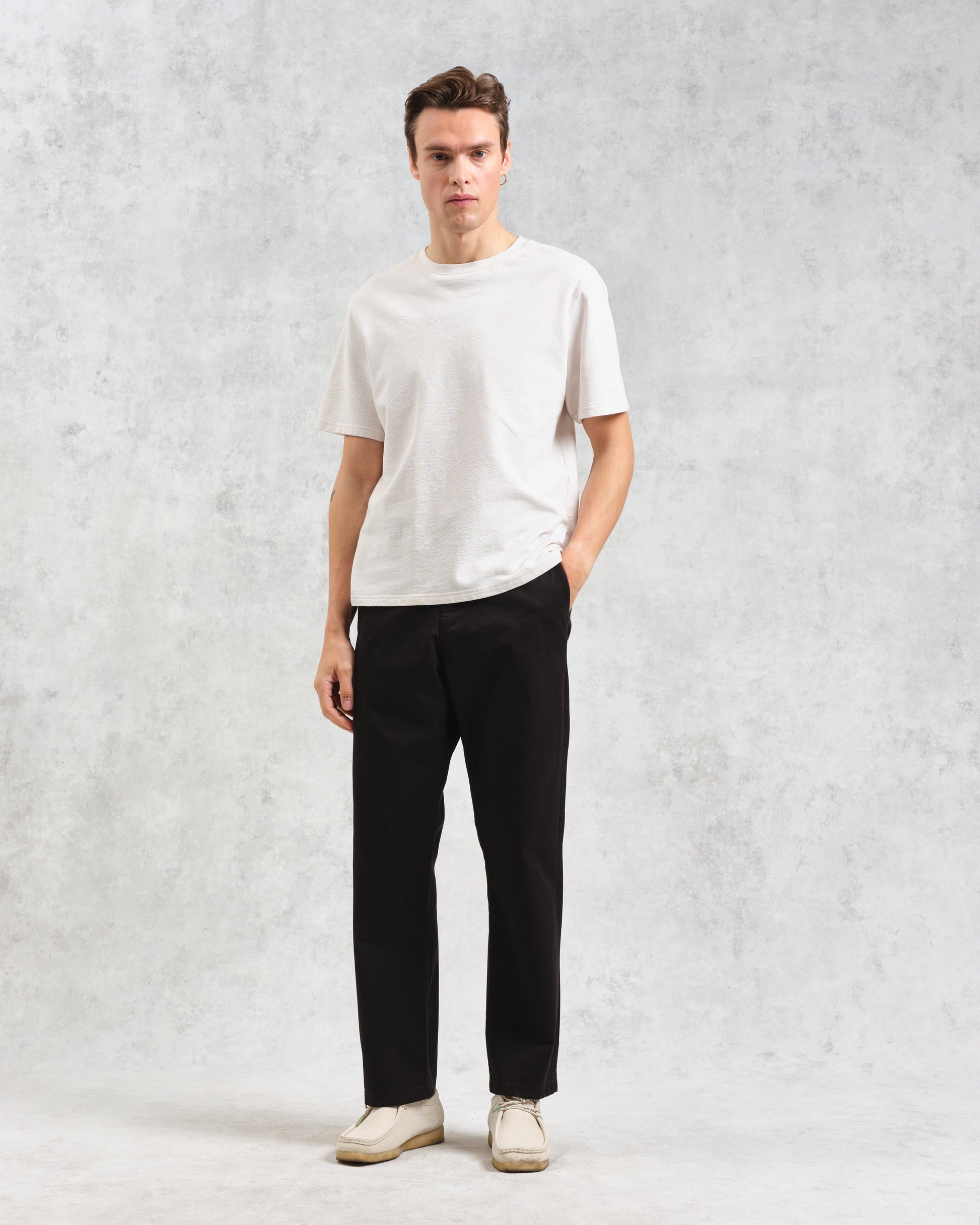 wax london men's Marwood Trousers Black Cotton Twill