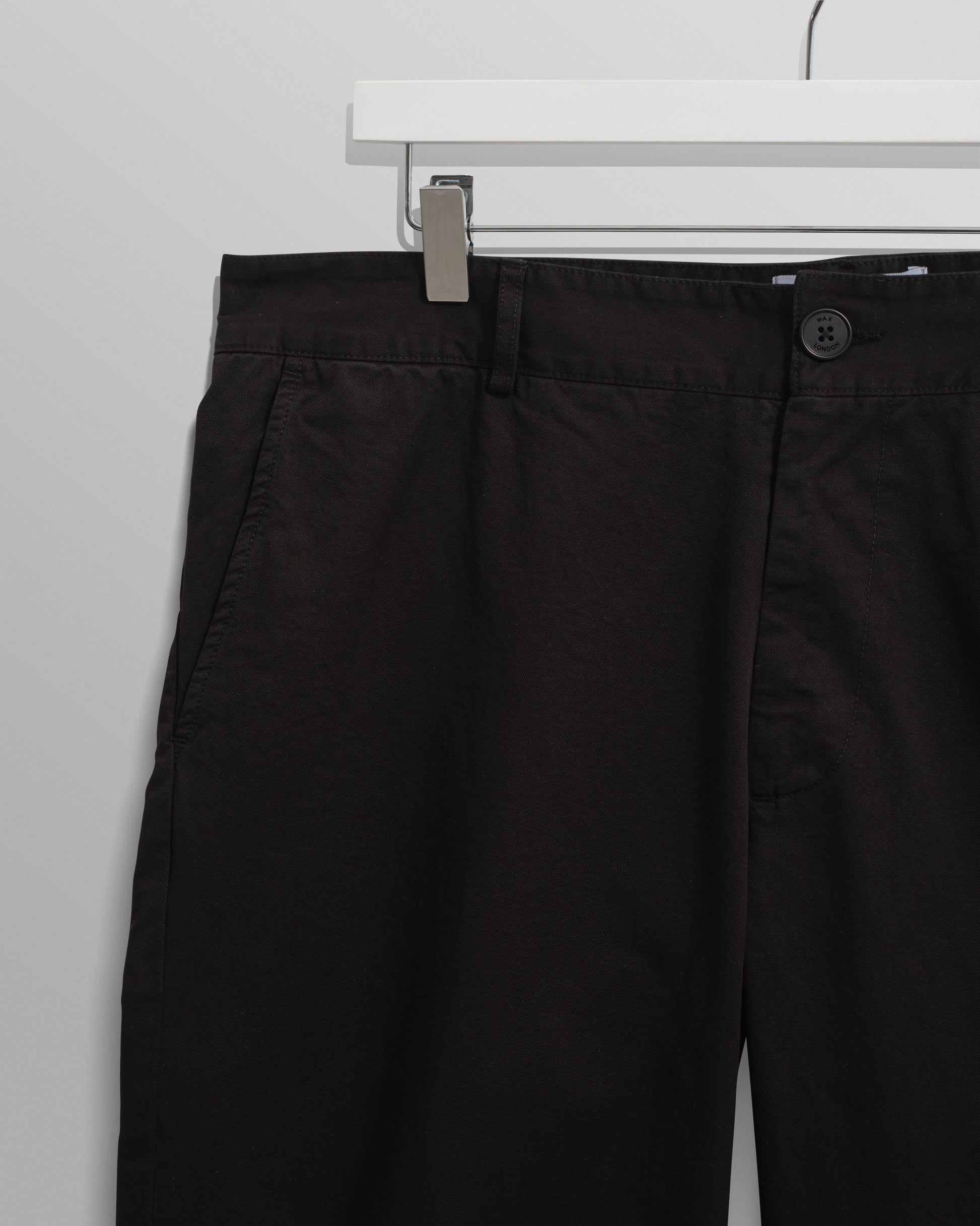 wax london men's Marwood Trousers Black Cotton Twill
