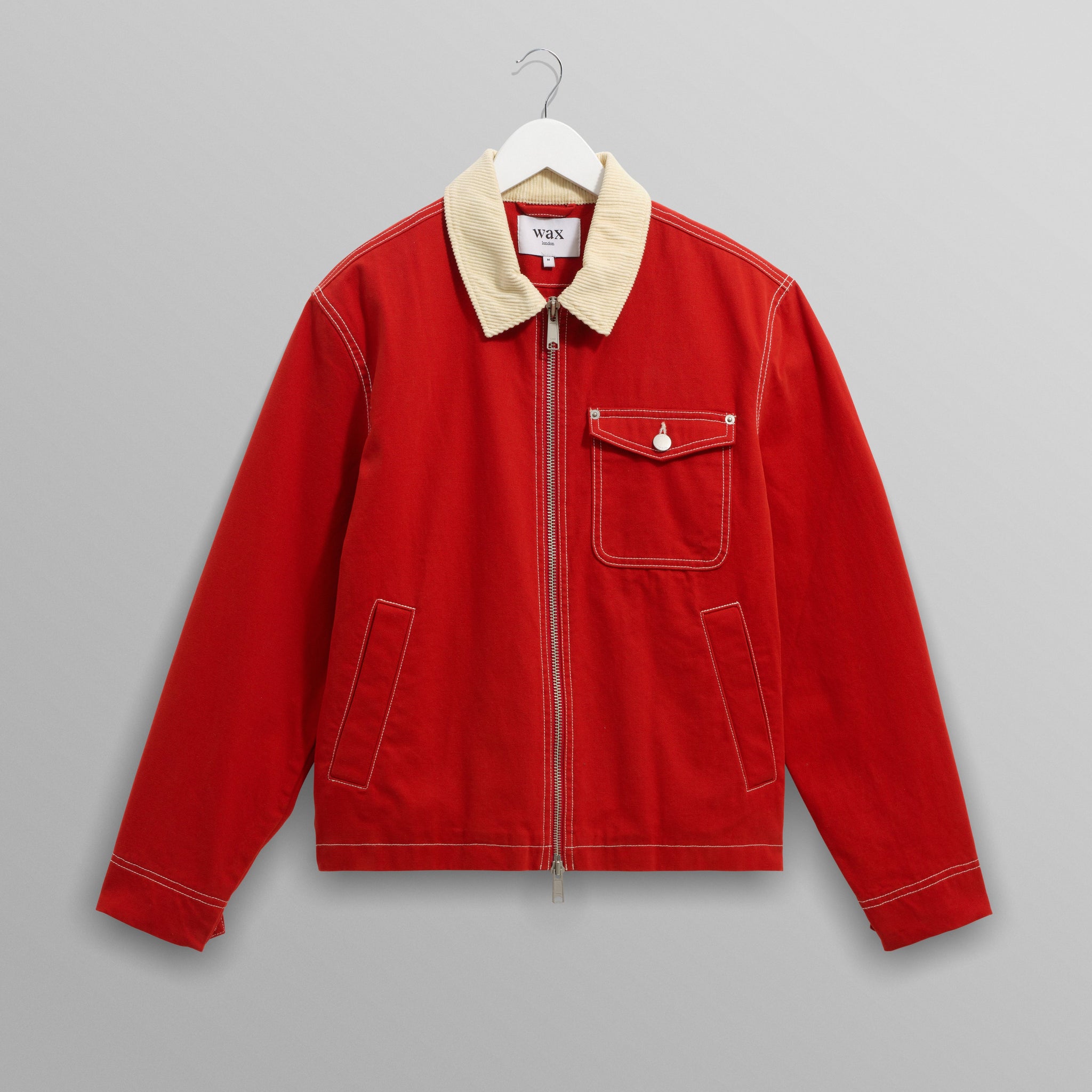 wax london men's Mason - Red Canvas Work Jacket