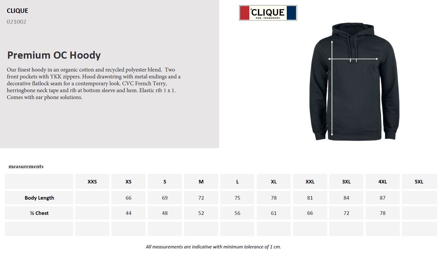 Clique Premium Organic Cotton Mens Hoodie | Hooded Sweatshirt | 5 Colours | XS-4XL - Hoodie - Logo Free Clothing