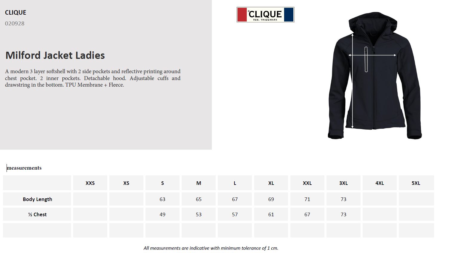 Clique Milford Ladies Softshell Jacket | Detachable Hood | Waterproof | 5 Colours | S-3XL - Summer Jacket - Logo Free Clothing