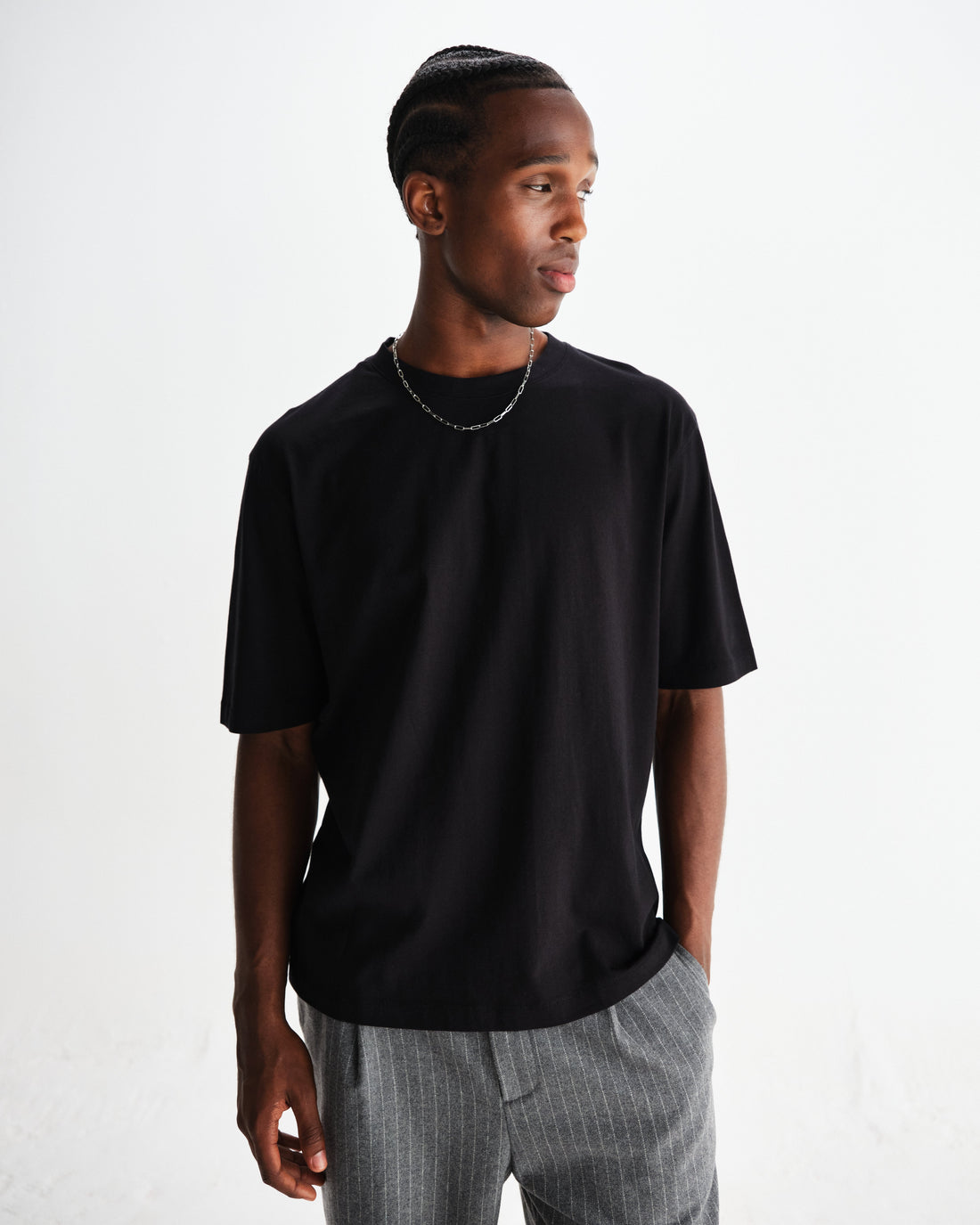 wax london men's Milton - Black Organic Compact Cotton T-Shirt