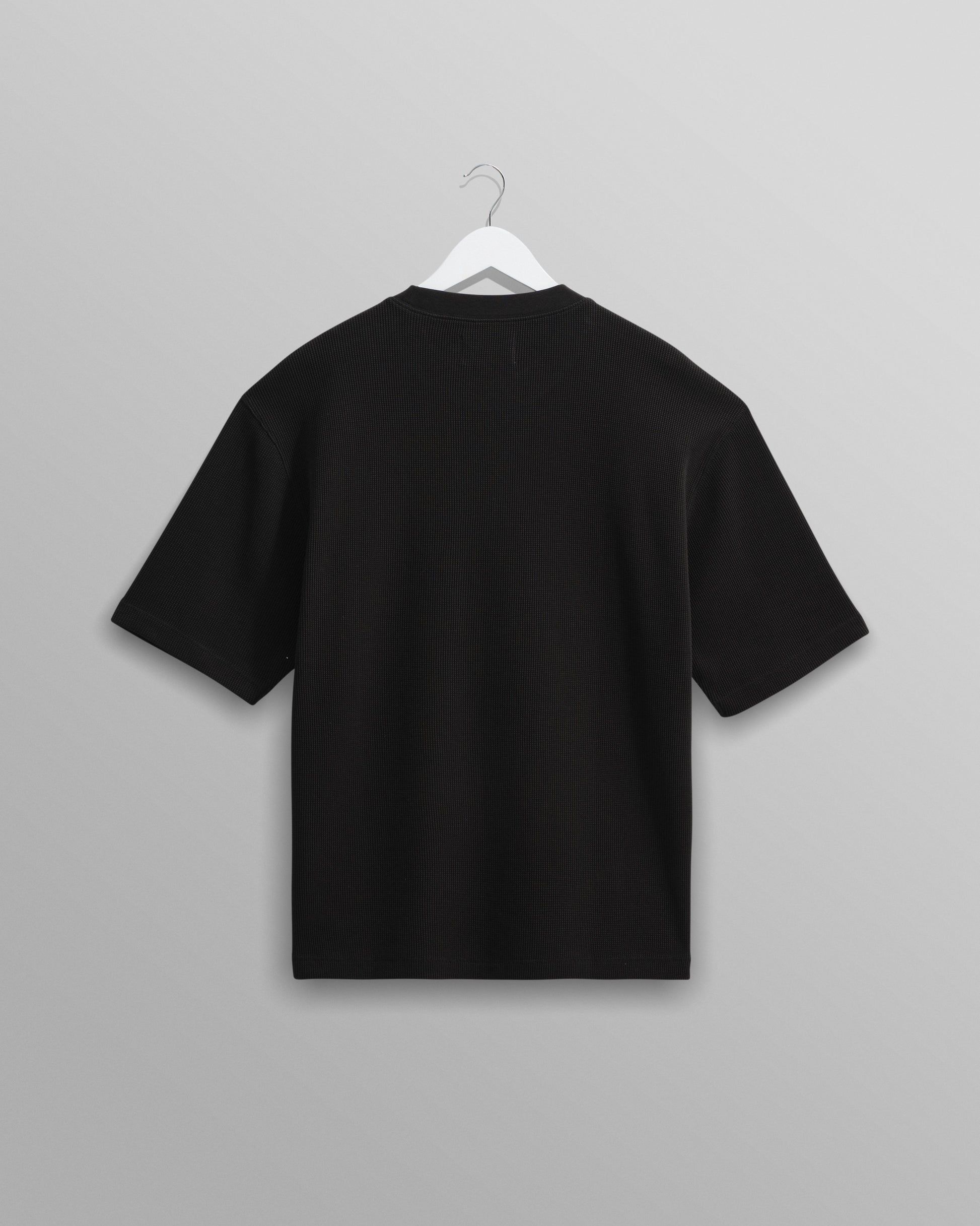 wax london men's Milton - Black Organic Waffle Cotton T-Shirt