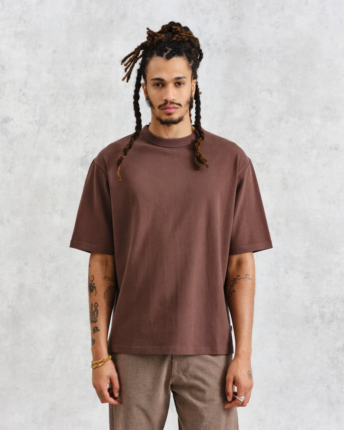 wax london men's Milton - Brown Emerised Organic Cotton T-Shirt