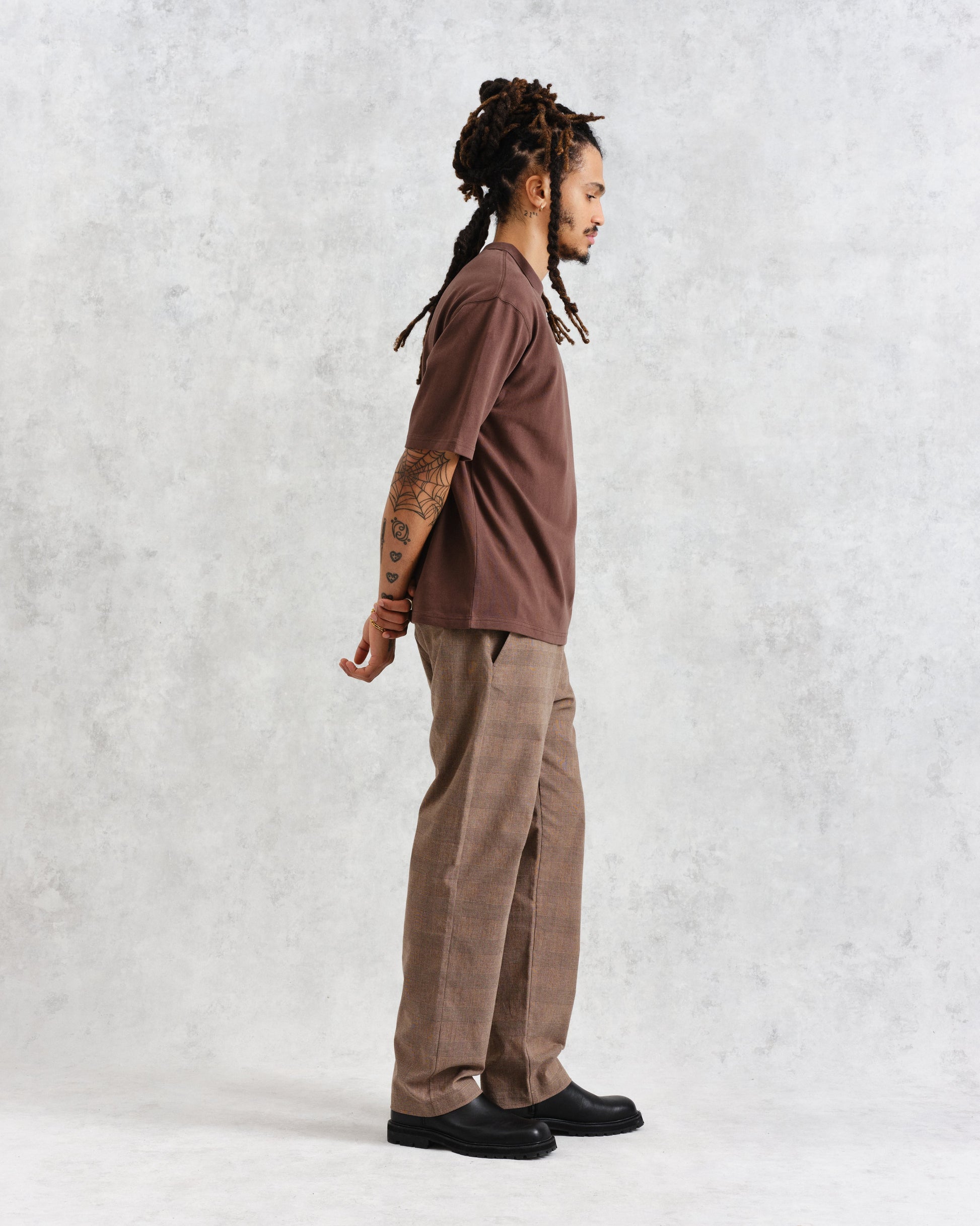 wax london men's Milton - Brown Emerised Organic Cotton T-Shirt