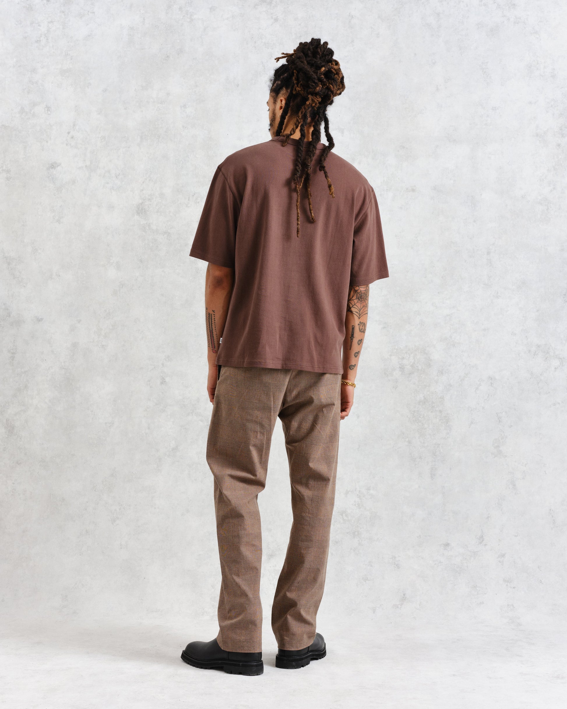 wax london men's Milton - Brown Emerised Organic Cotton T-Shirt