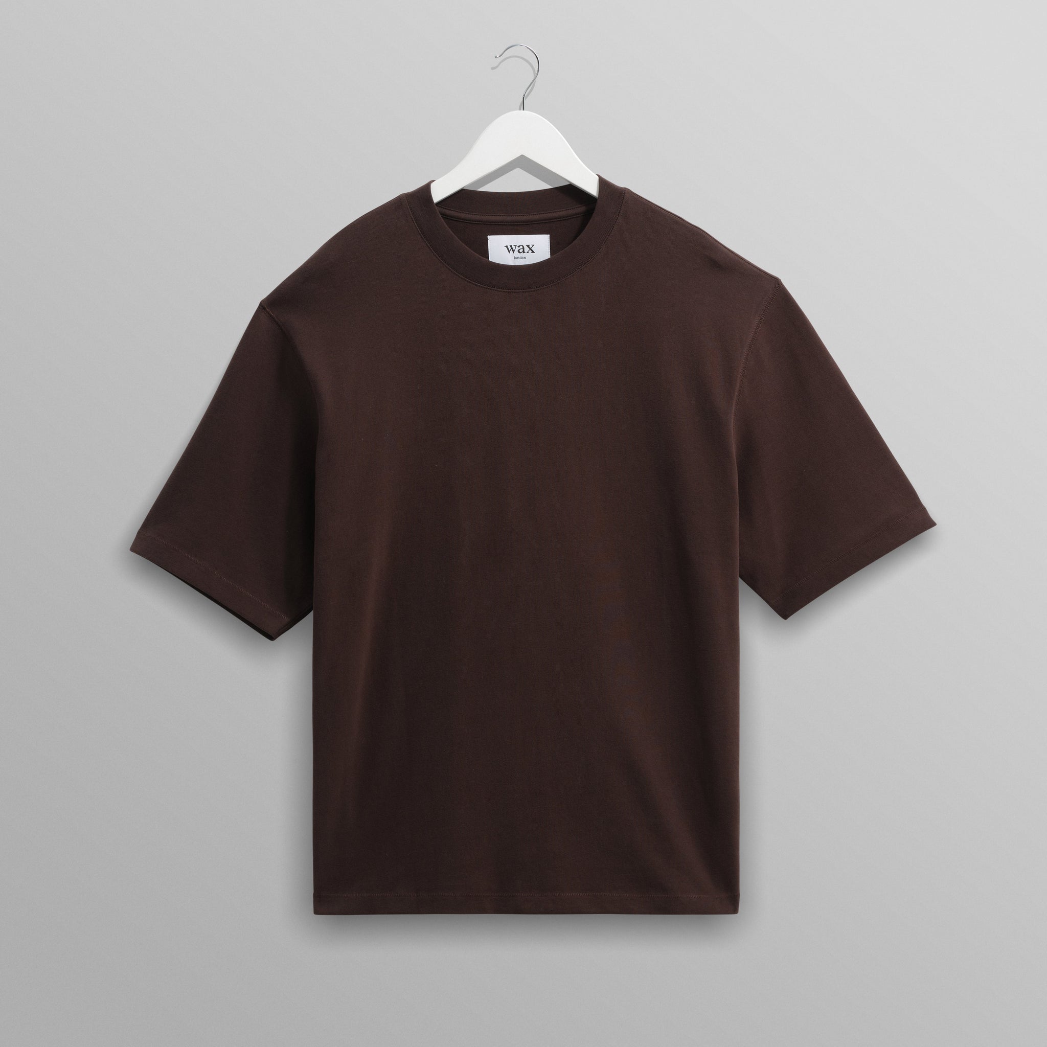wax london men's Milton - Dark Brown Organic Emorised Cotton T-Shirt