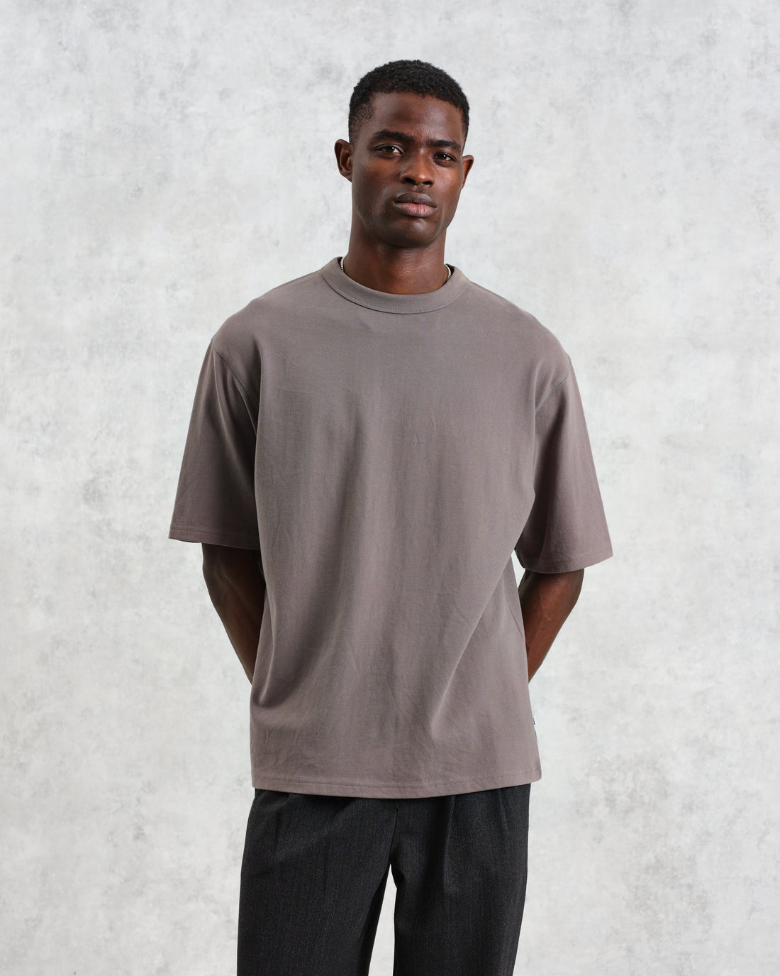 wax london men's Milton - Dark Grey Emerised Organic Cotton T-Shirt