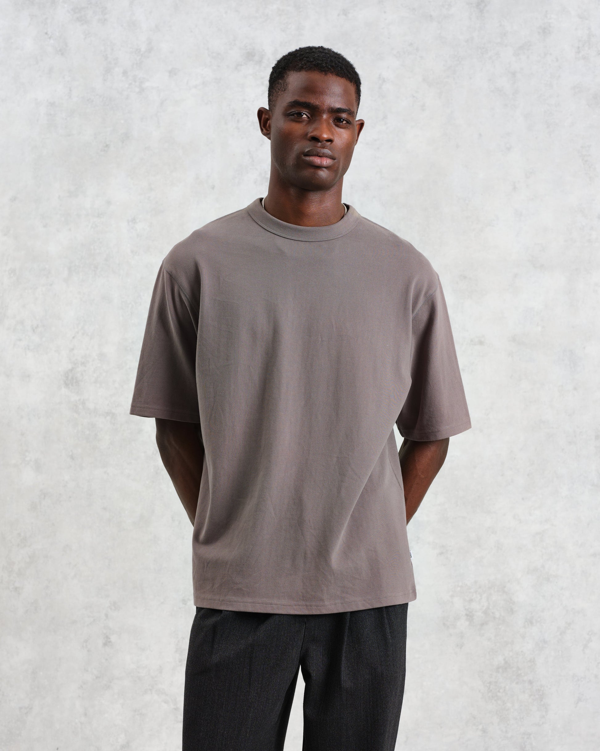 wax london men's Milton - Dark Grey Emerised Organic Cotton T-Shirt