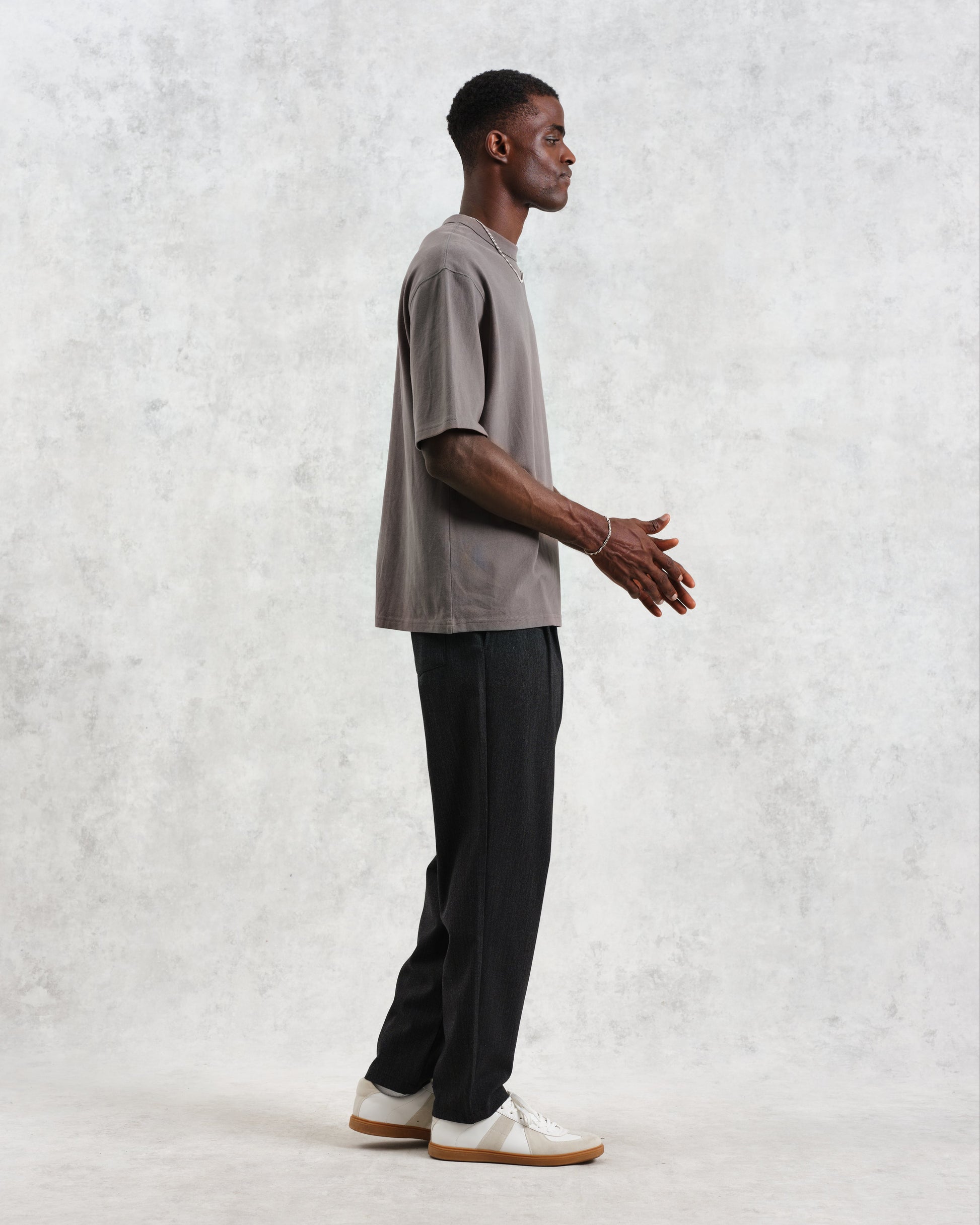wax london men's Milton - Dark Grey Emerised Organic Cotton T-Shirt