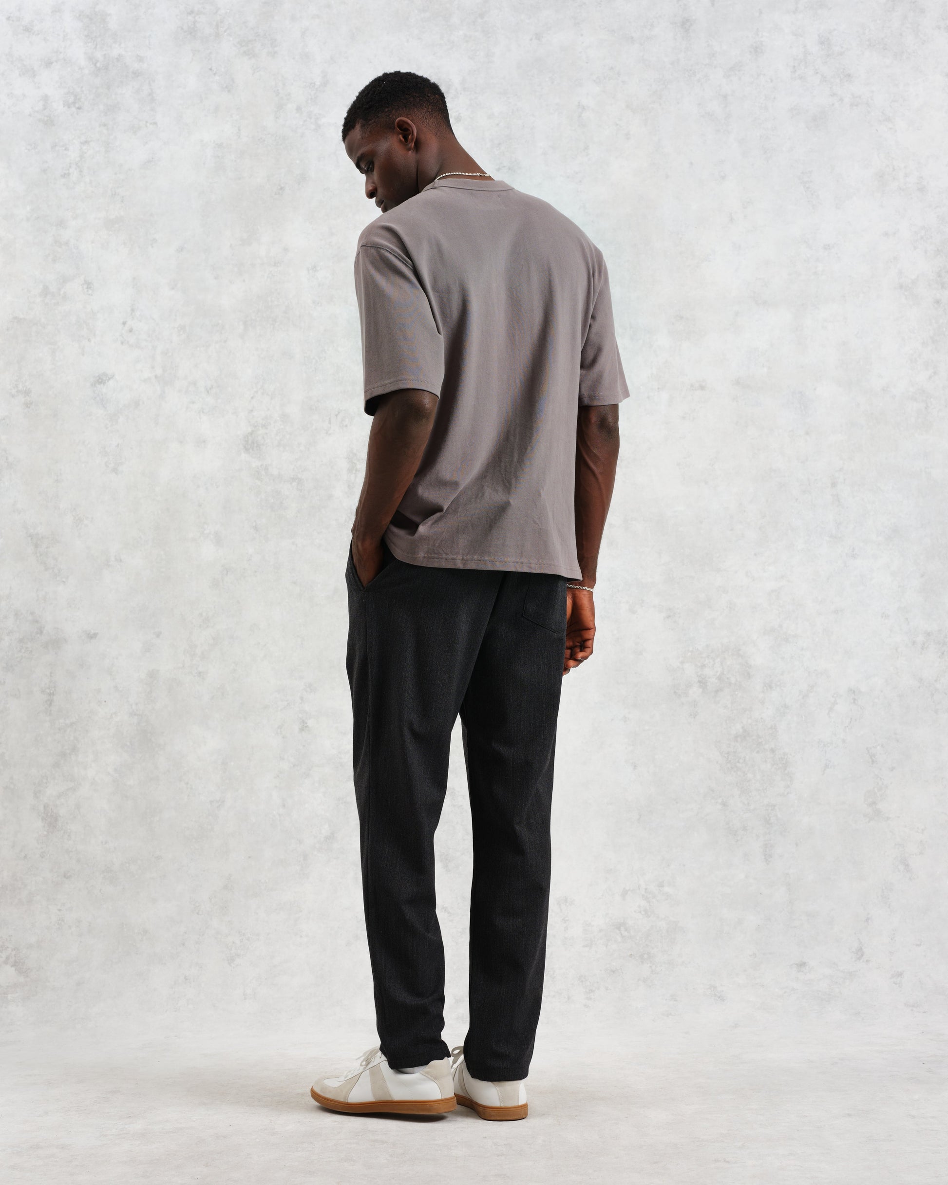 wax london men's Milton - Dark Grey Emerised Organic Cotton T-Shirt