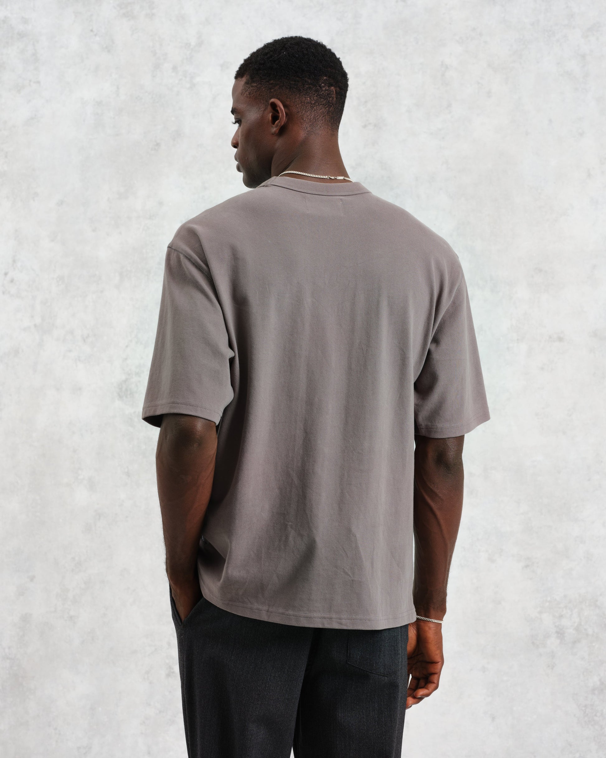 wax london men's Milton - Dark Grey Emerised Organic Cotton T-Shirt