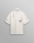 wax london men's Milton - Ecru Embroidered Organic Cotton T-Shirt