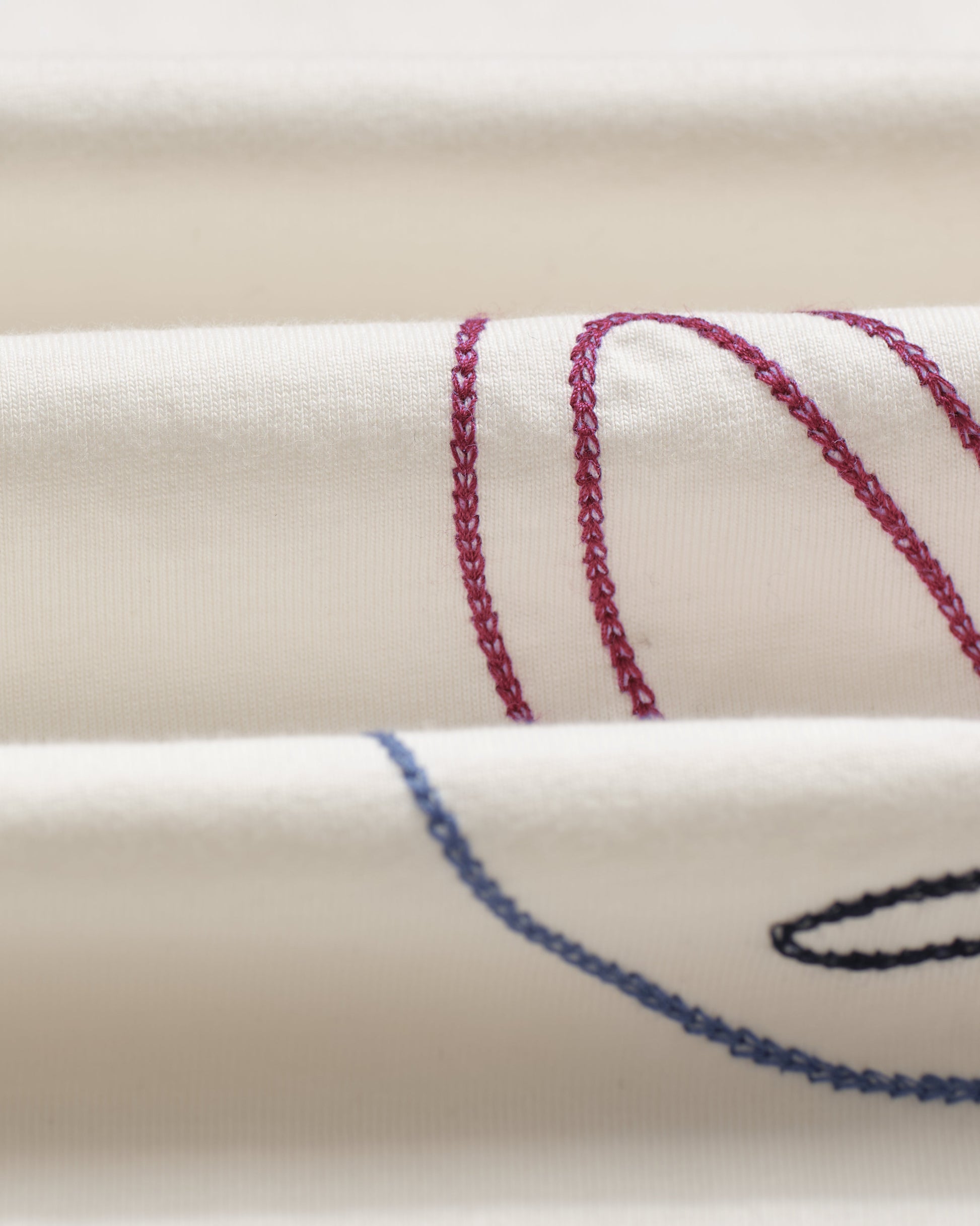 wax london men's Milton - Ecru Embroidered Organic Cotton T-Shirt