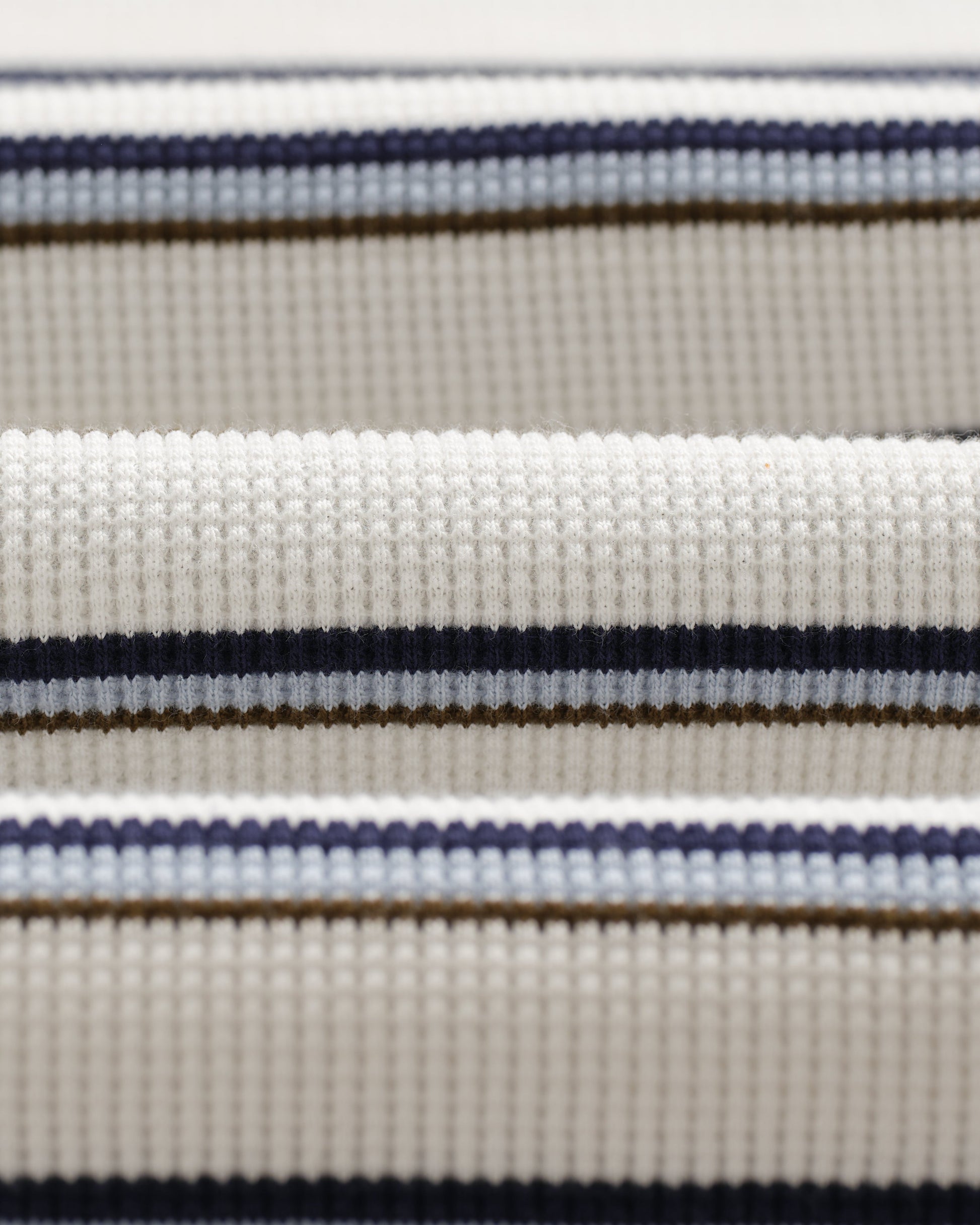 wax london men's Milton - Ecru Organic Stripe Waffle Cotton T-Shirt
