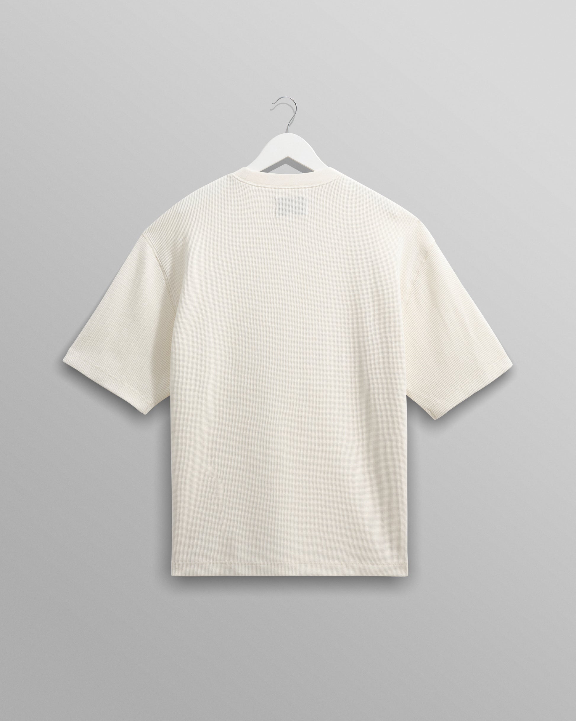 wax london men's Milton - Ecru Organic Waffle Cotton T-Shirt