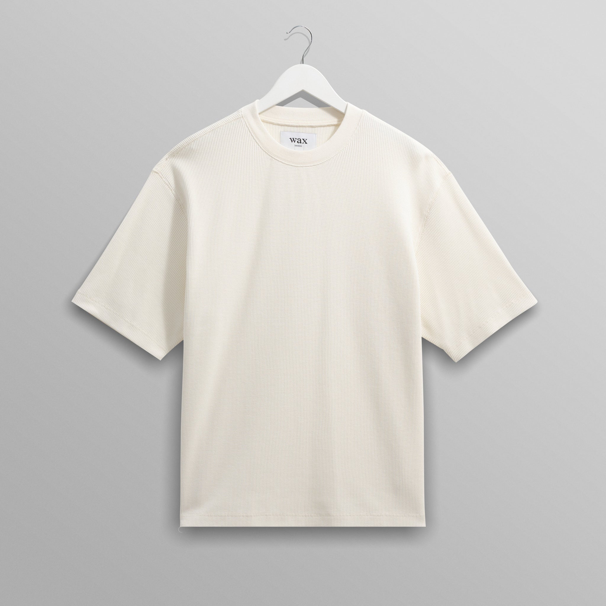 wax london men's Milton - Ecru Organic Waffle Cotton T-Shirt