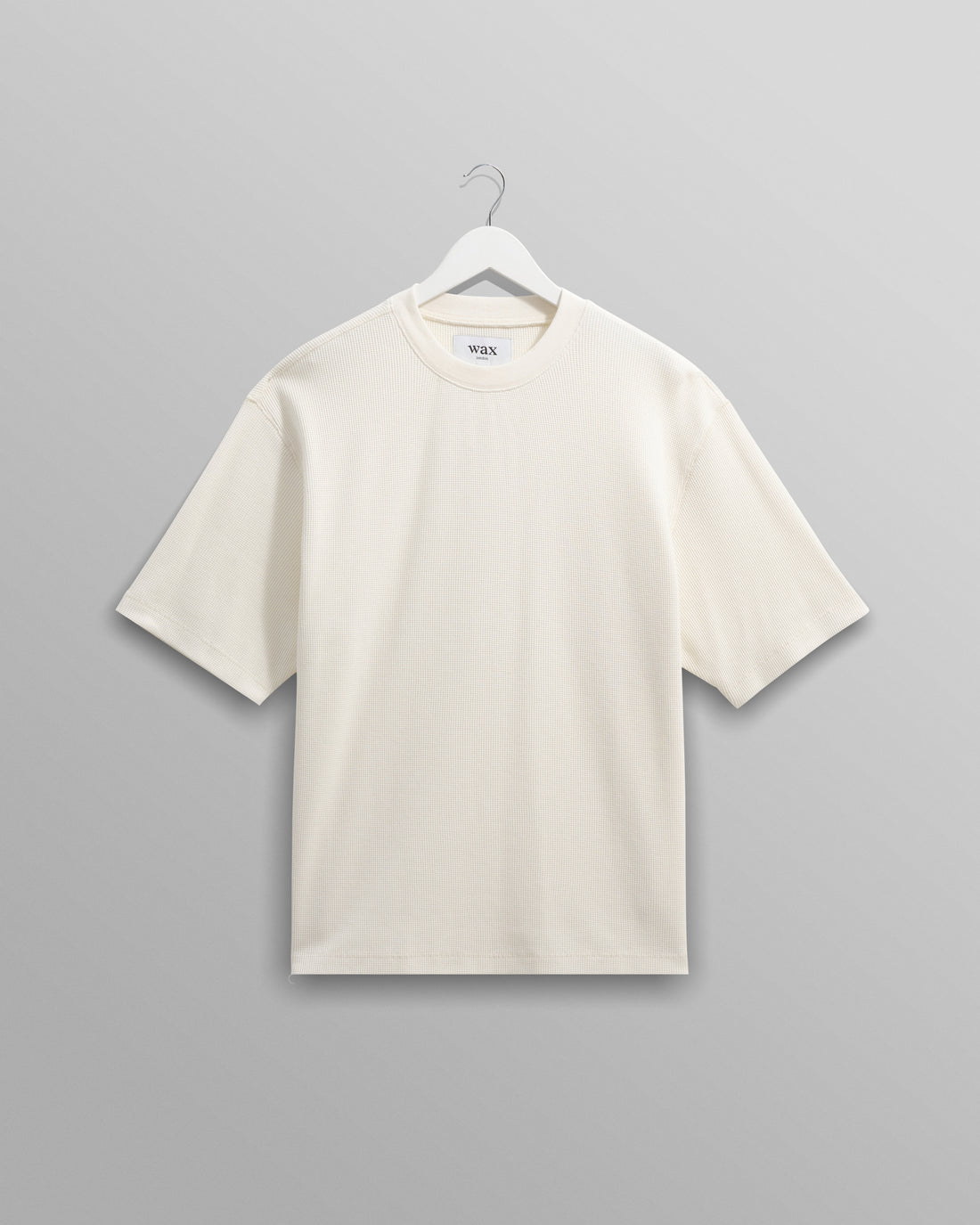 wax london men's Milton - Ecru Organic Waffle Cotton T-Shirt