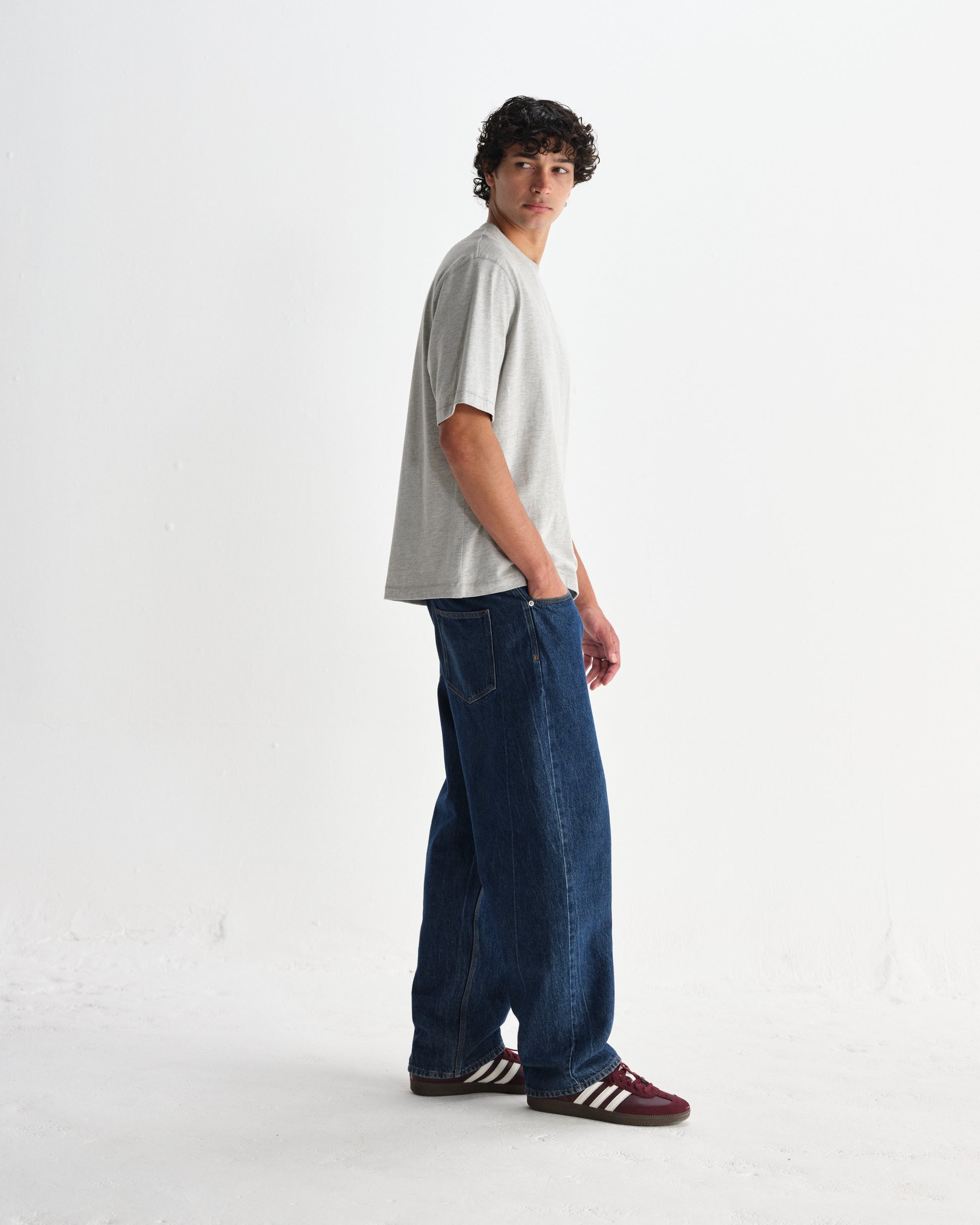 wax london men's Milton - Grey Marl Organic Compact Cotton T-Shirt