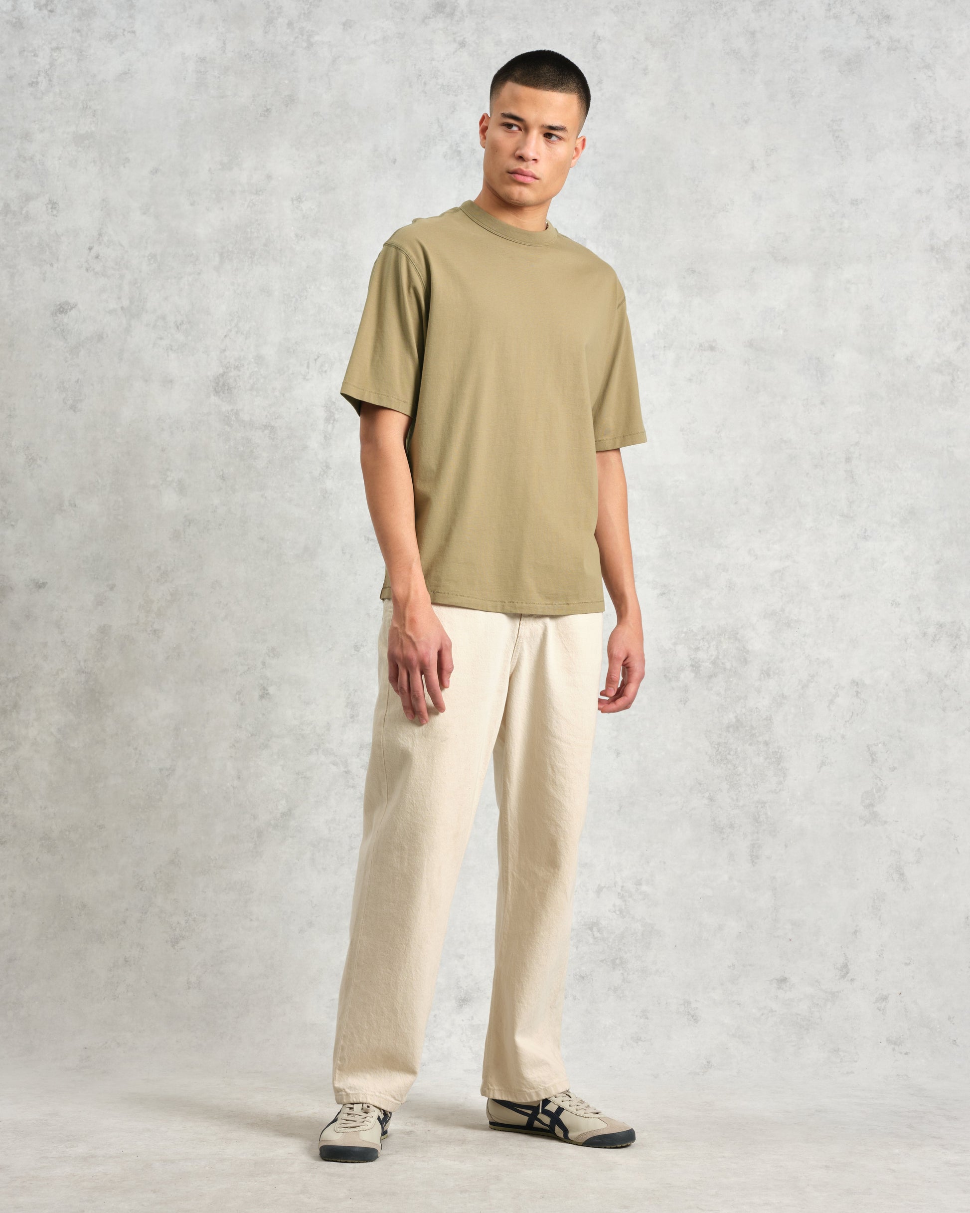 wax london men's Milton - Khaki Green Organic Compact Cotton T-Shirt