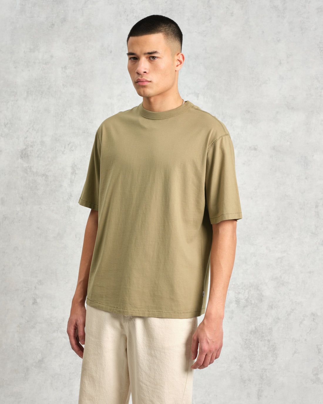 wax london men's Milton - Khaki Green Organic Compact Cotton T-Shirt