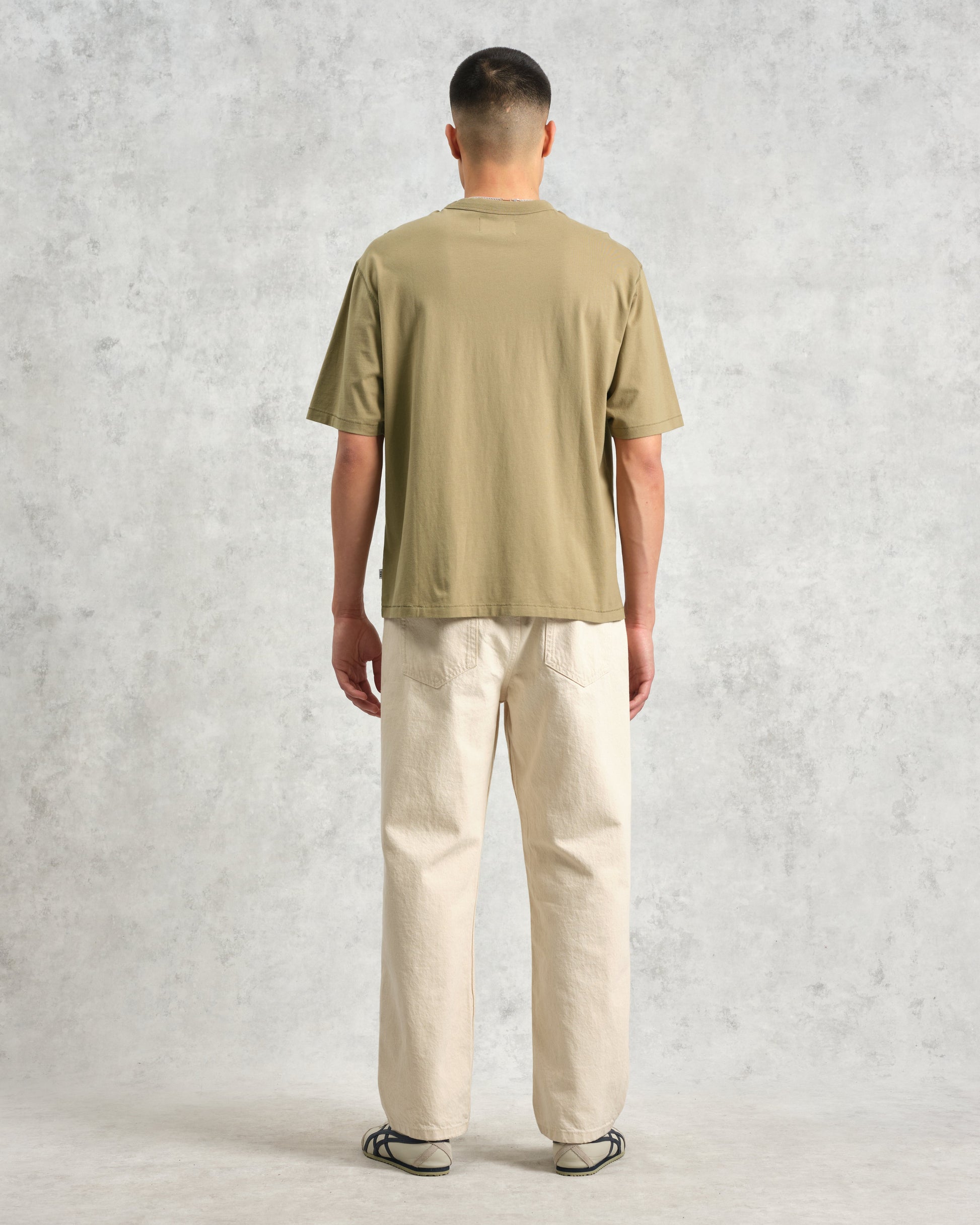 wax london men's Milton - Khaki Green Organic Compact Cotton T-Shirt